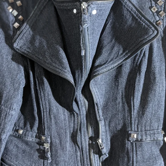 Chou Yatou black/gray denim moto jacket in Medium. - Picture 9 of 11